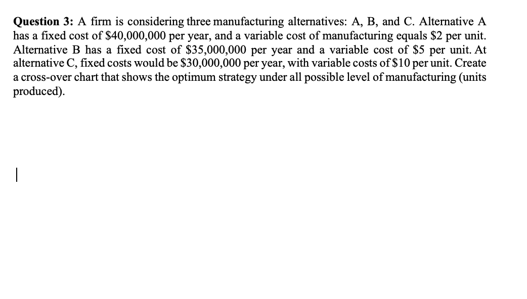 PLEASE DO THE CROSS OVER CHART (EXCEL) Question