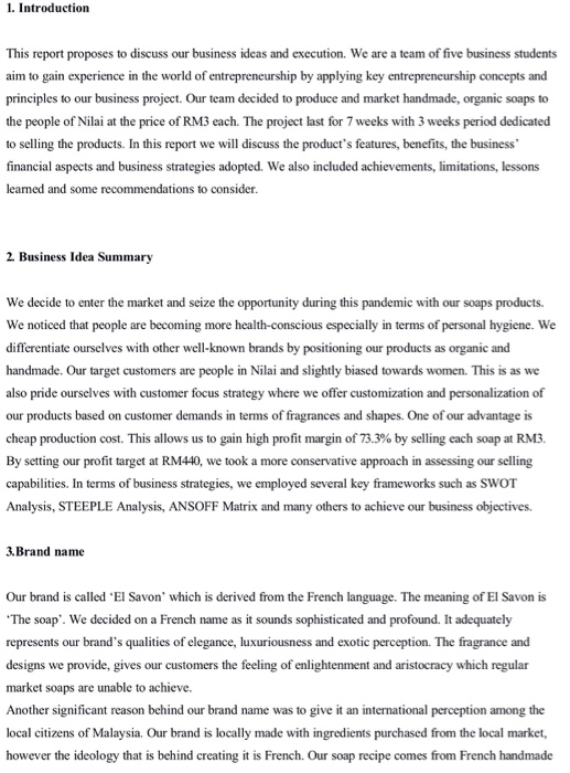 Here is a entrepreneurship business plan as