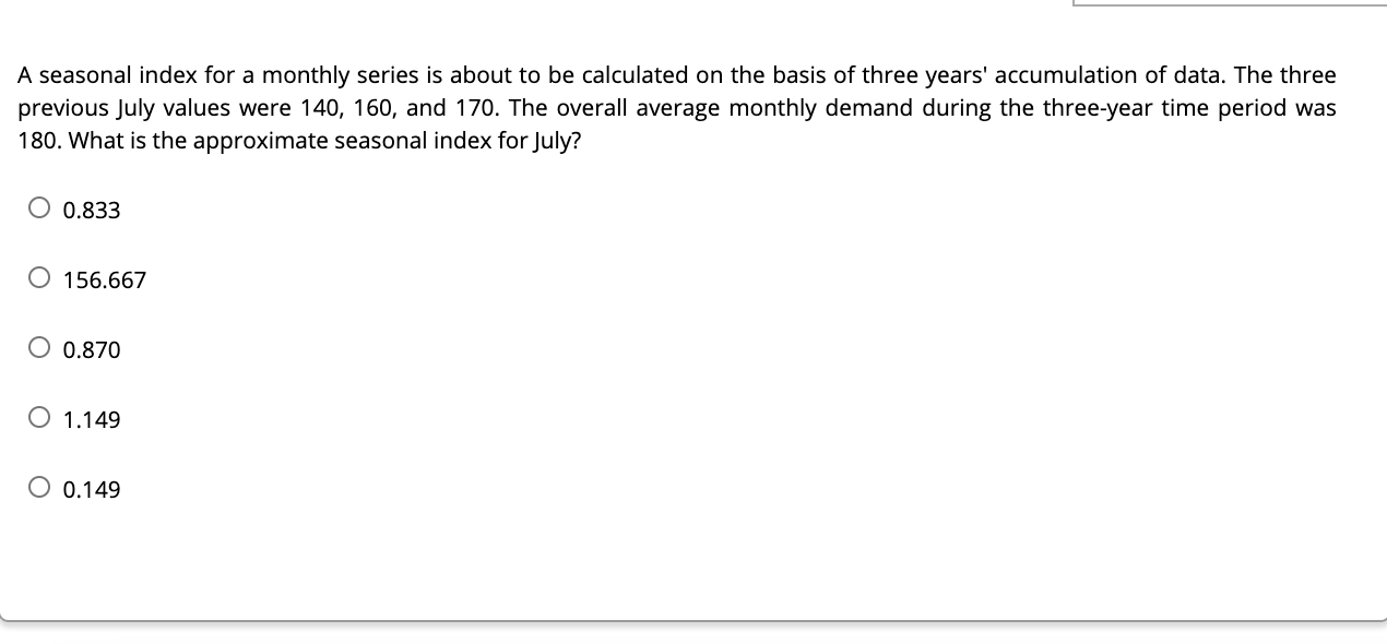 A forecasting method has produced the following