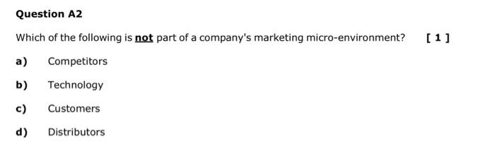 Question A2 Which of the following is not part of