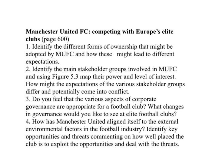 Manchester United FC: competing with Europe's