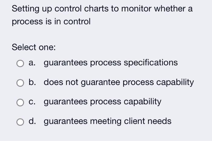 Setting up control charts to monitor whether a