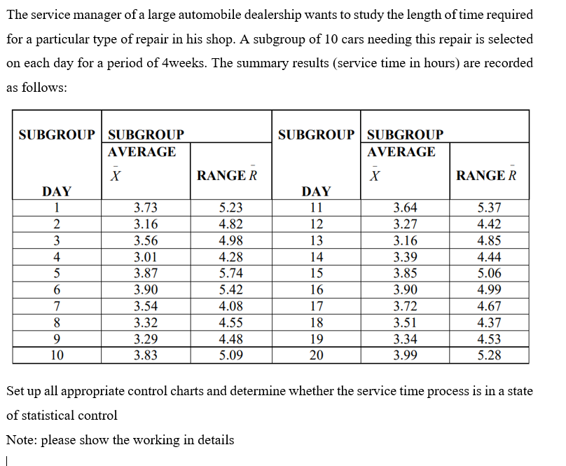 The service manager of a large automobile