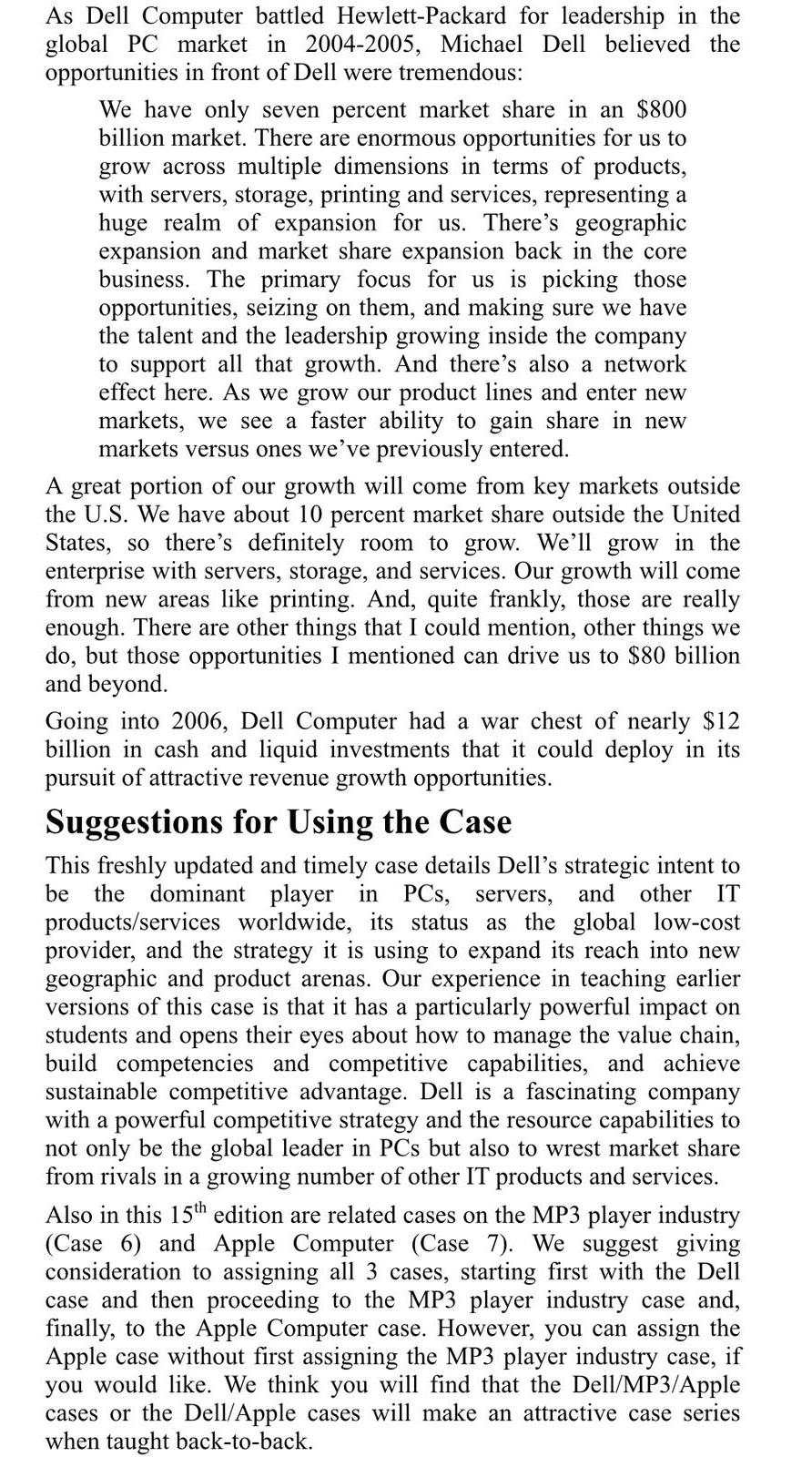 Dell Inc. in 2006: Can Rivals Beat Its Strategy?
