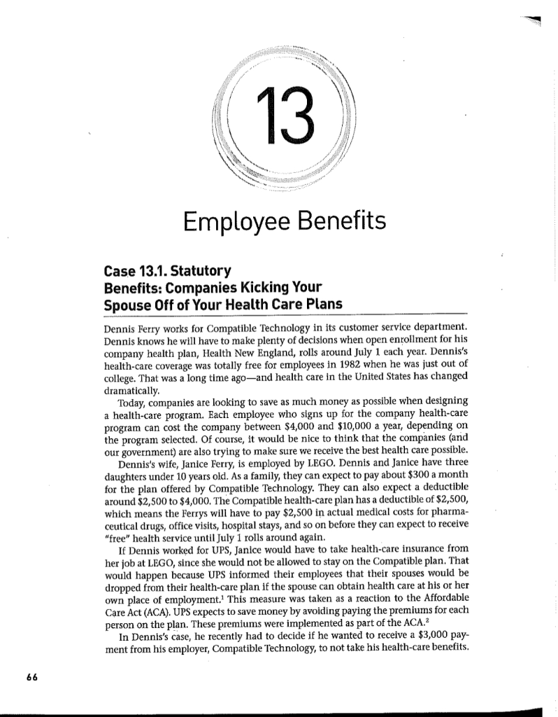 Employee Benefits Case 13.1. Statutory Benefits: