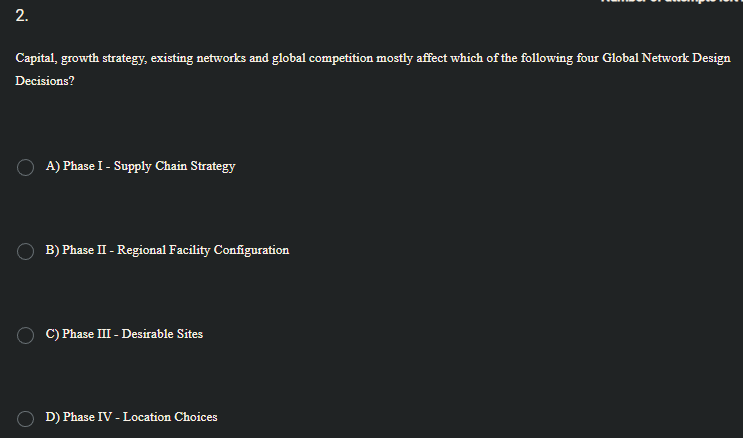 A) Phase I - Supply Chain Strategy B) Phase II -