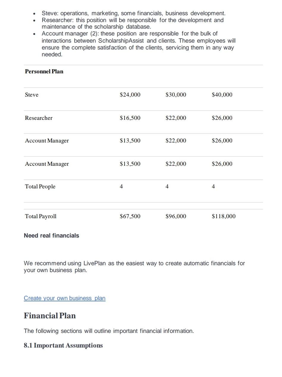 QUESTION- PLEASE READ BUSINESS PLAN. 1) GENERATE
