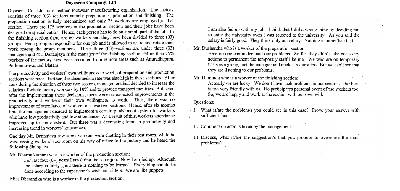 Dayasena Company. Ltd Diyasena Co. Ltd. is a