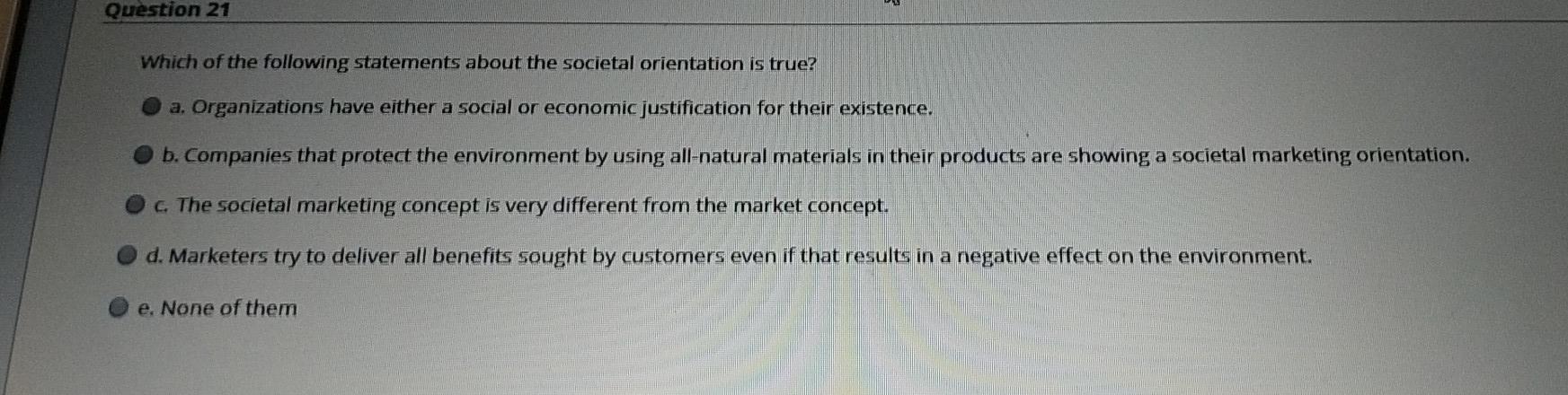 which of the following statements Question 21