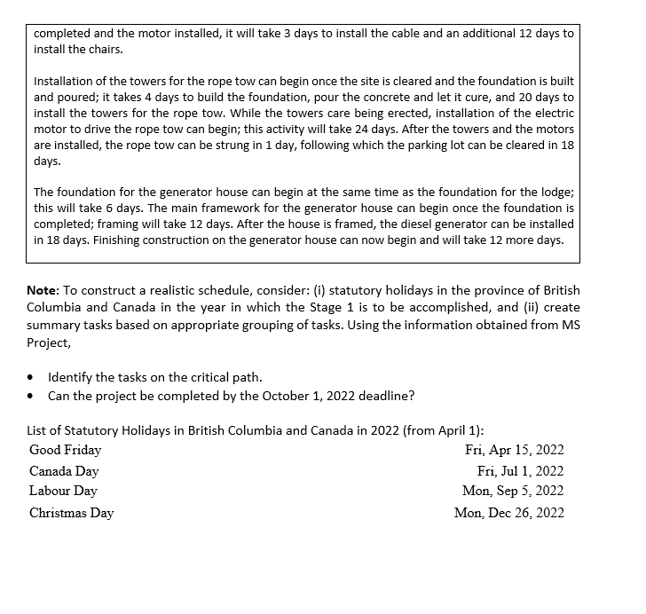 Below is information about a project to implement