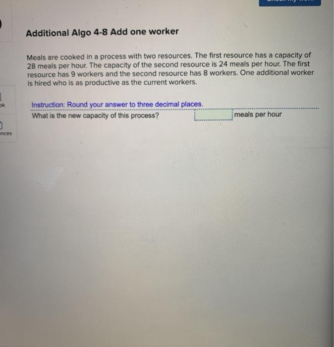 Additional Algo 4-8 Add one worker Meals are