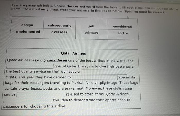 Read the paragraph below. Choose the correct word