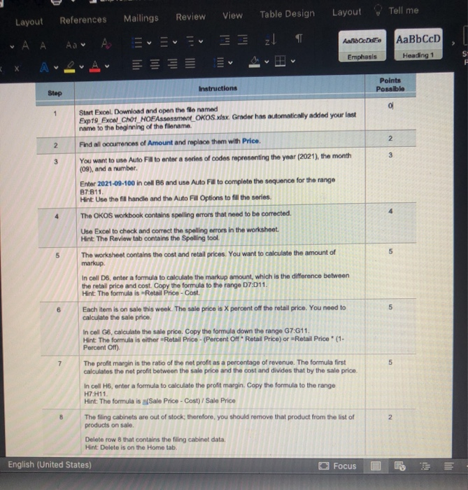 View Layout Tell me Mailings Review Table Design