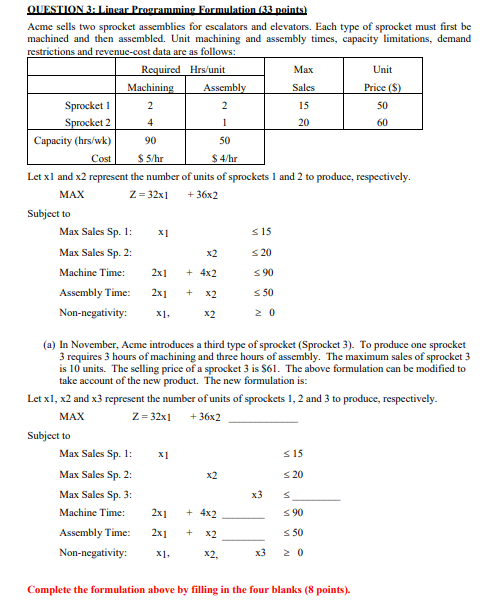 90 QUESTION 3: Linear Programming Formulation (33
