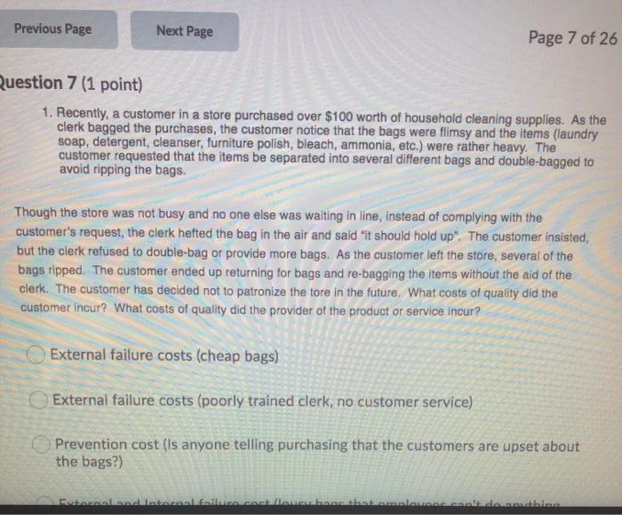 Question 1 (1 point) What kind of cost involves