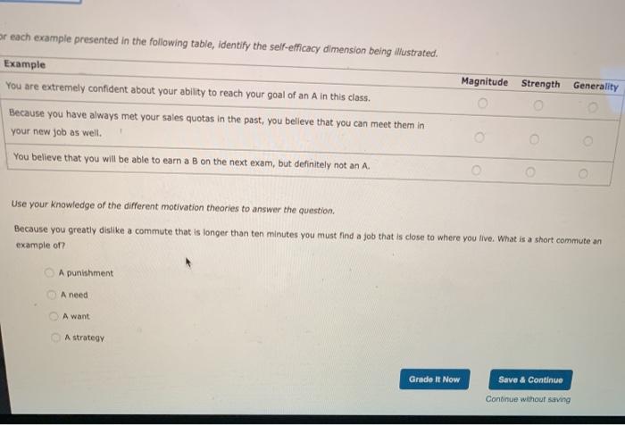 or each example presented in the following table,