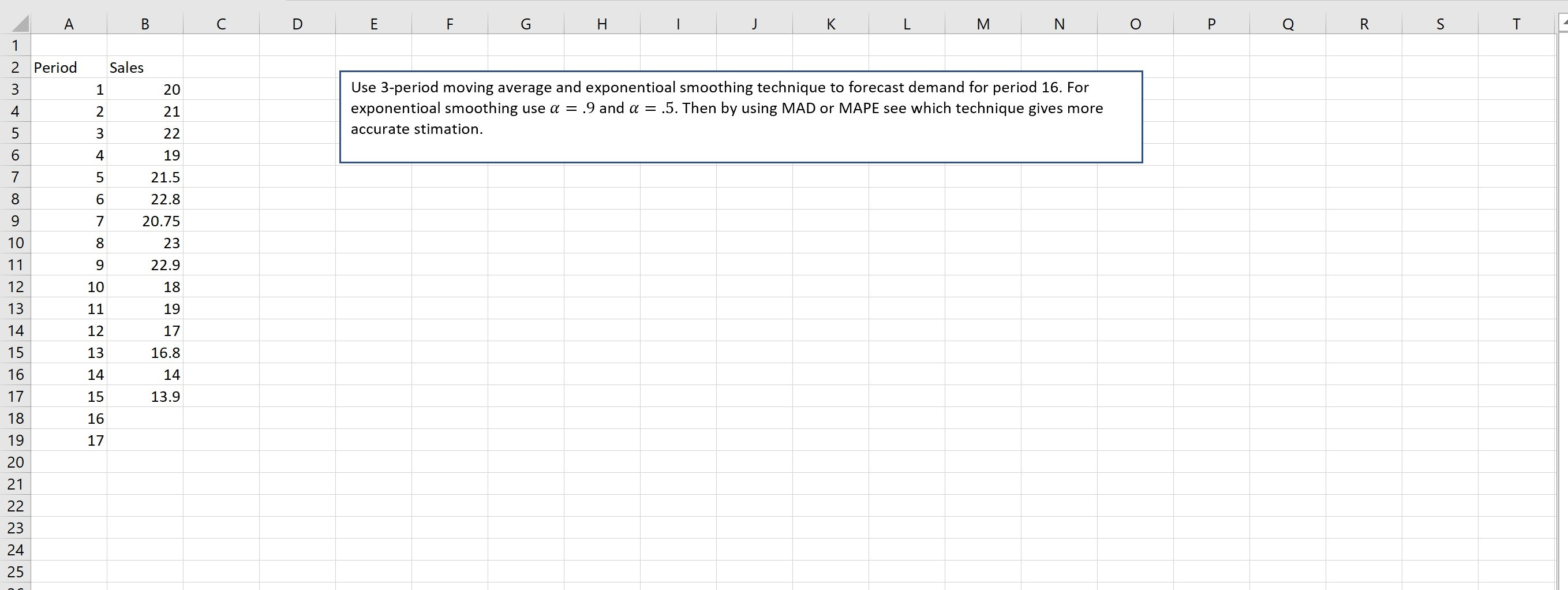 Exponential Smoothing "Problem", please submit