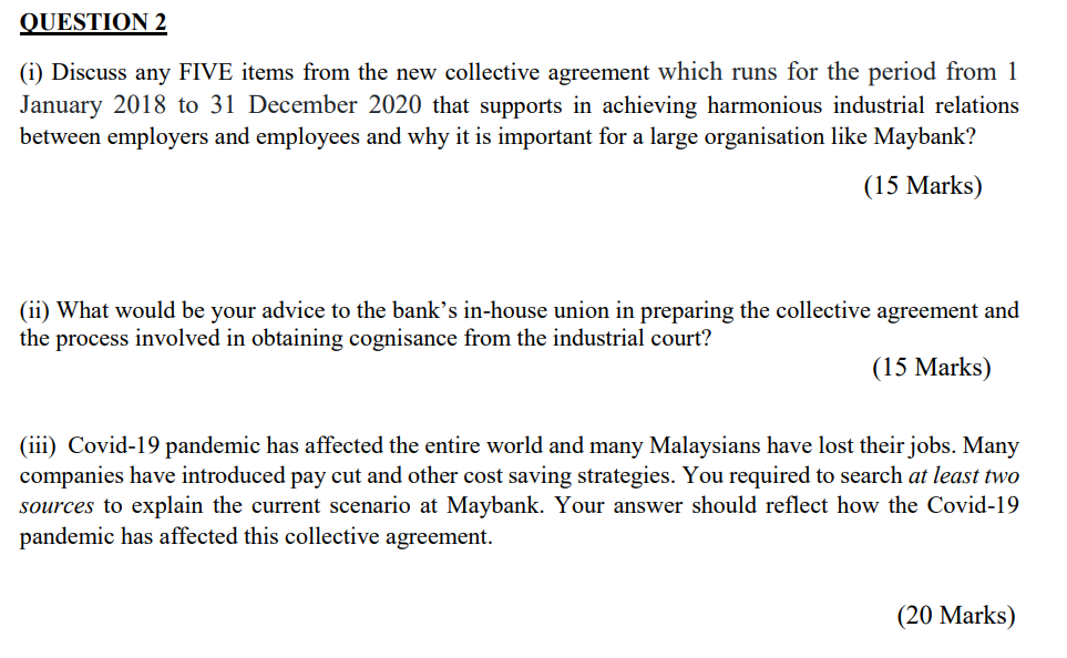 QUESTION 2 (i) Discuss any FIVE items from the