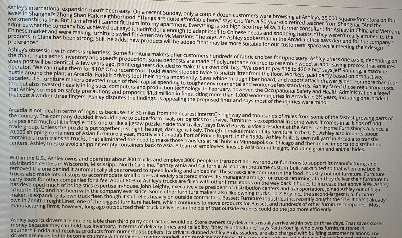 Part A - List 10-12 processes in Ashley's value