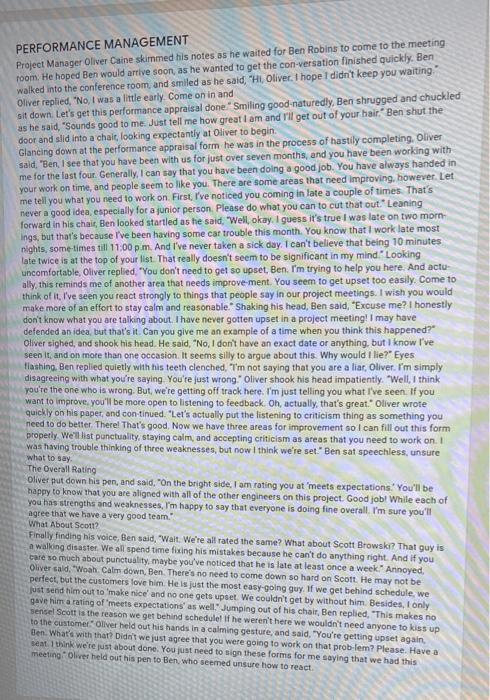 PERFORMANCE MANAGEMENT Project Manager Oliver