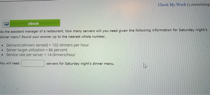 Check My Work (1 remaining eBook As the assistant