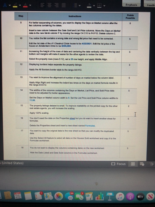 Steps to Parform: Point Possible Step Instruction