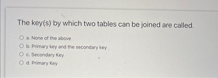 The key(s) by which two tables can be joined are