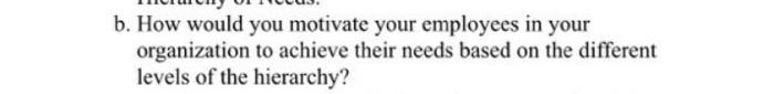 b. How would you motivate your employees in your