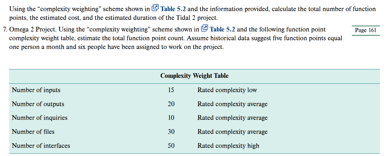 TABLE 5.2 Simplified Basic Function Point Count
