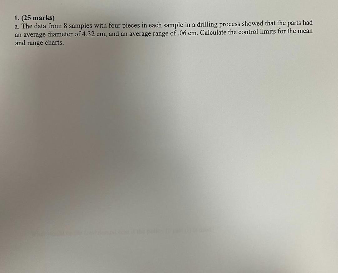 1. (25 marks) a. The data from 8 samples with