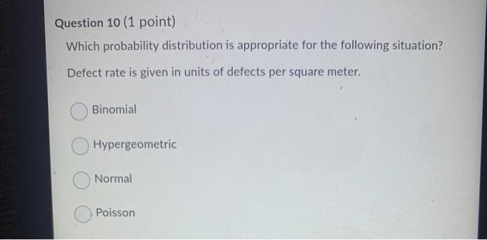 Question 10 (1 point) Which probability