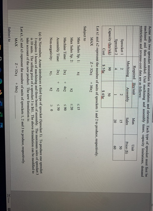 60 Acme sells two sprocket assemblies for