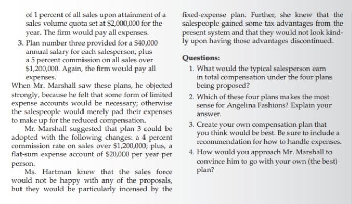 QUESTION: Create your own compensation plan that