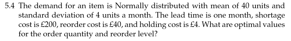 5.4 The demand for an item is Normally