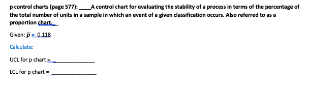 p control charts (page 577): _A control chart for