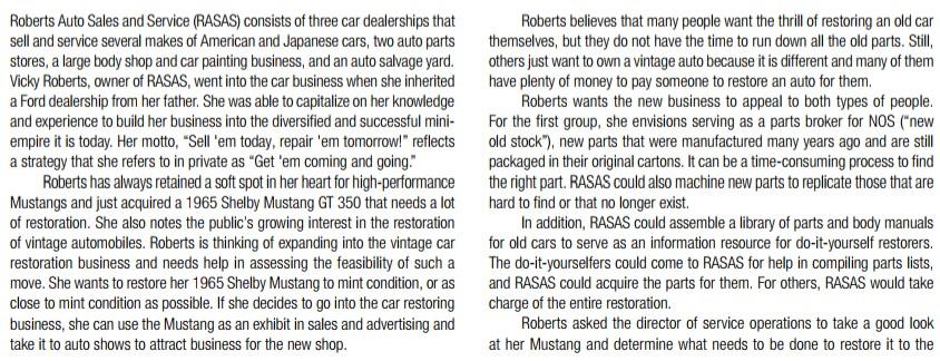 Roberts Auto Sales and Service (RASAS) consists