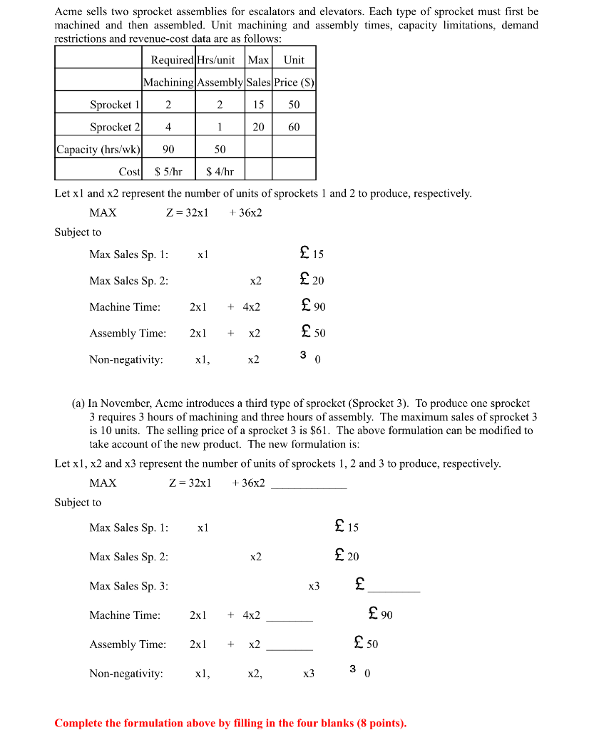 Acme sells two sprocket assemblies for escalators
