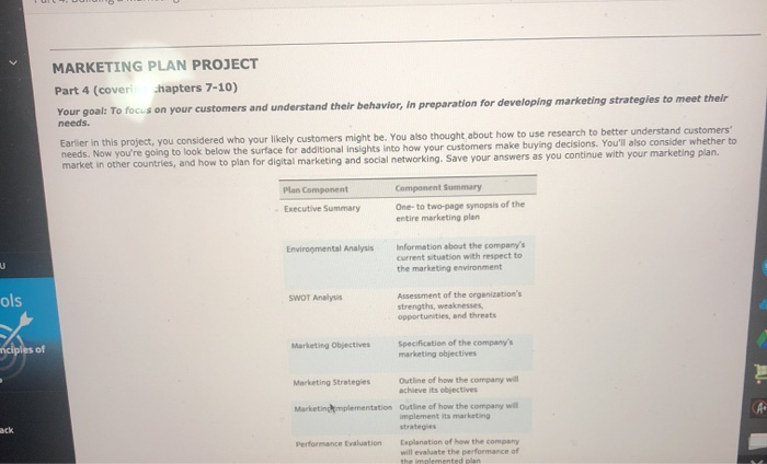 MARKETING PLAN PROJECT Part 4 (coveri chapters