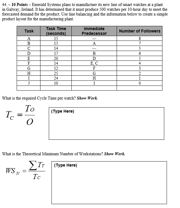 show all work and explain 44. - 10 Points -
