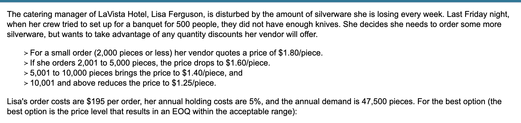 a) What is the optimum ordering quantity? (round