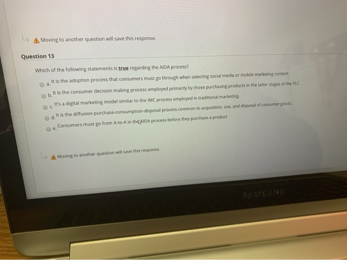 -> Moving to another question will save this