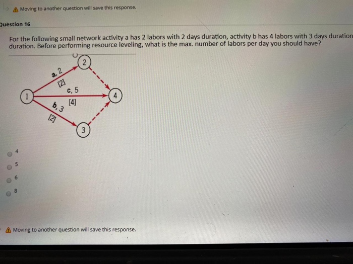 For the following small network activity, a has 2