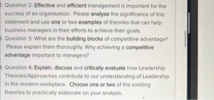 2. Question 2: Effective and efficient management