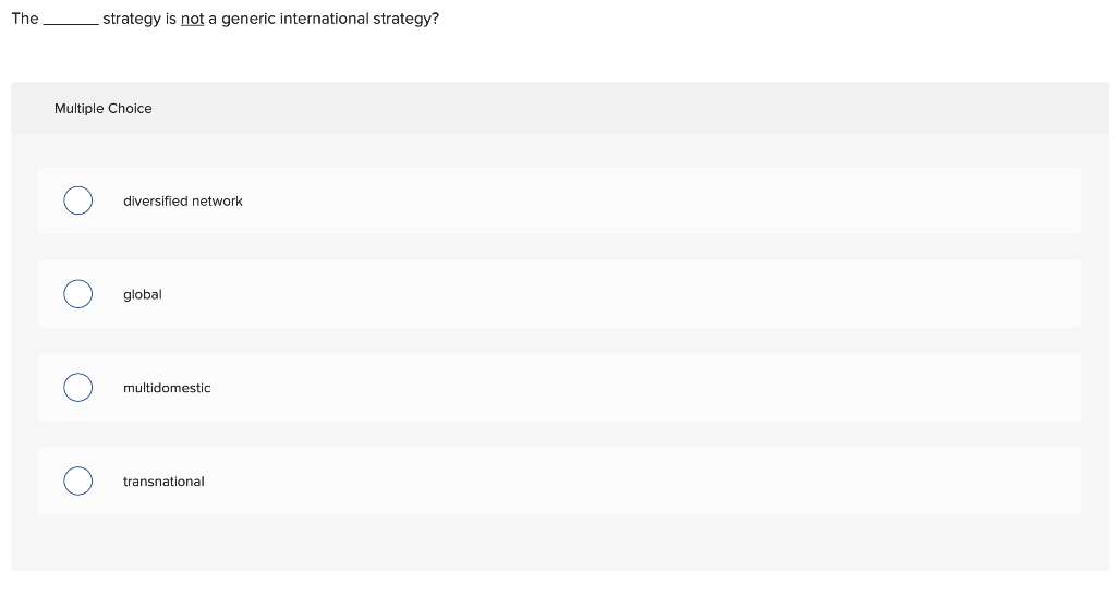 The strategy is not a generic international