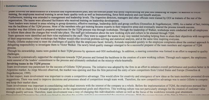 QUESTION 19 O points Gillette's Total Quality