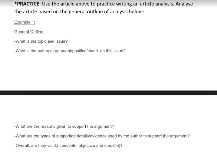 Read and analyse the following article. Your