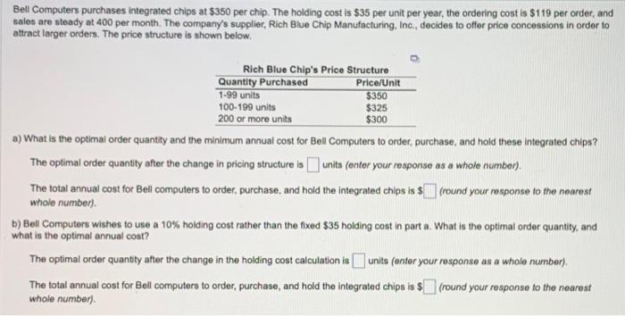 Bell Computers purchases integrated chips at $ 3
