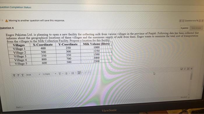 juestion Completion Status Moving to another