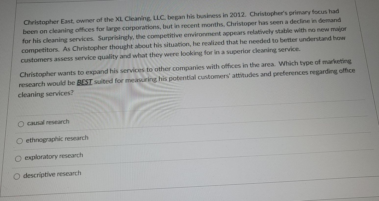 Christopher East, owner of the XL Cleaning, LLC.