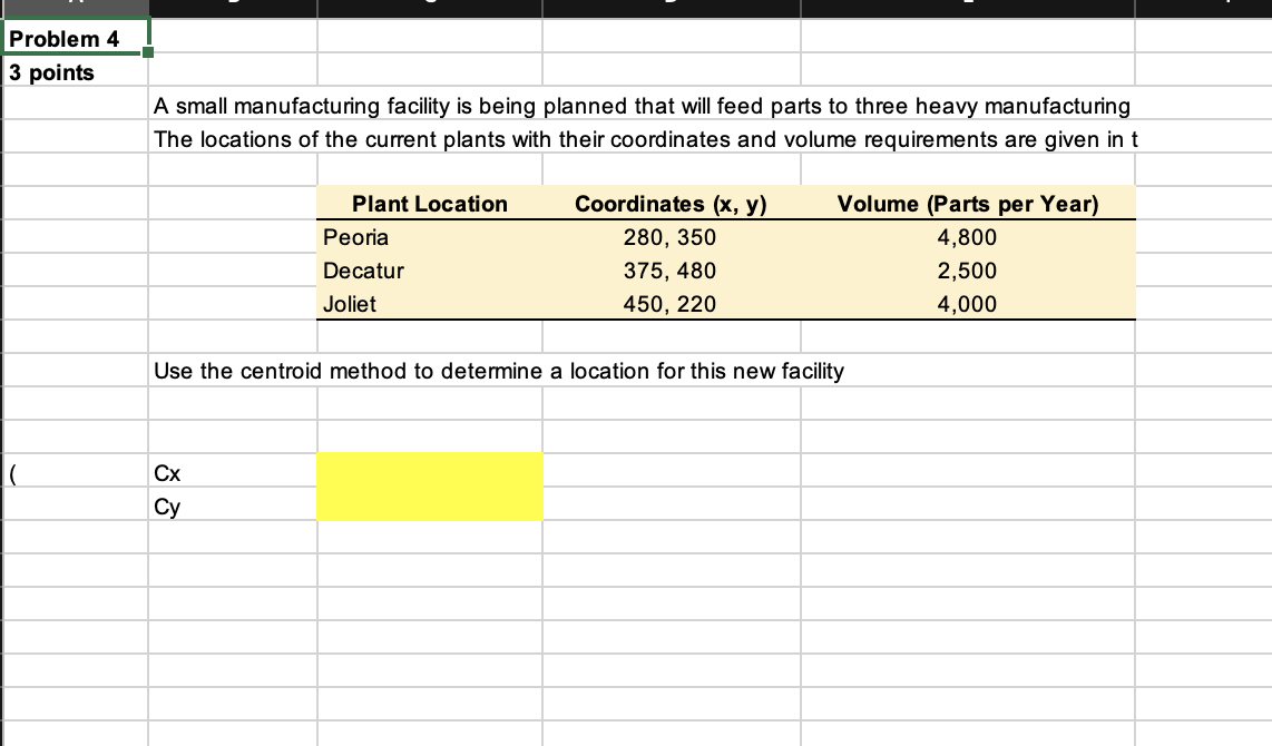 \begin{tabular}{l} Problem \\ \hline points